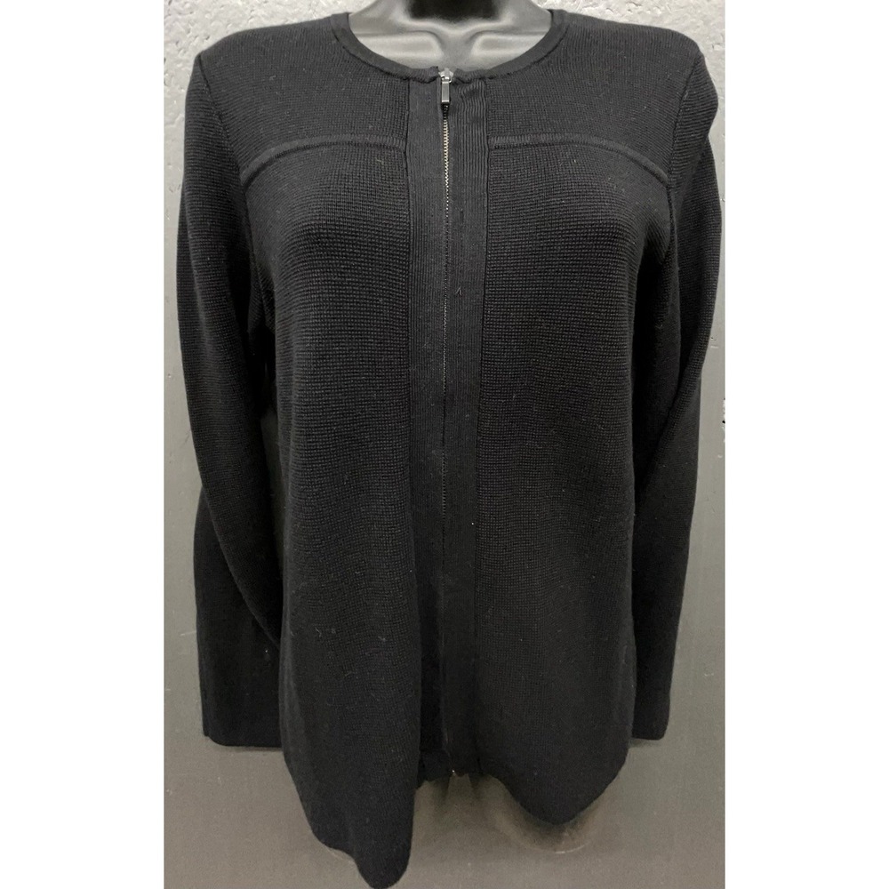 Talbots Sweater S Black Knit Cardigan Full‎ Zip Preppy Coastal Casual Versatile